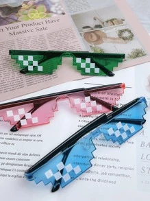 Kính Mosaic Tiệc Sinh Nhật Kỳ Lạ, Kính Thời Trang Phong Cách Anime, Kính Thời Trang Pixel Cho Nam & Nữ - màu đen - Xem 6