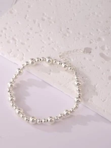Vòng tay bạc đính cườm tối giản - Bạc - Xem 3