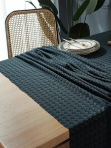 1pc Geometric Jacquard Tablecloth, Modern Polyamide Tablecloth For Home - Blue - View 1