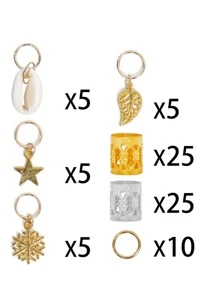 80pcs Women Star & Shell Decor Fashionable Hair Ring For Decoration - Multicolor - View 3