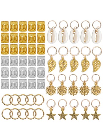 80入組女士星星和貝殼裝飾時尚電話線髮圈適用於裝飾用品