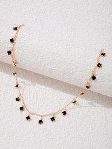 1 Thời Trang Hợp Kim Kẽm Cỏ Bốn Lá Mặt Dây Chuyền Vòng Cổ Cho Nữ Làm Quà Tặng - màu đen - Xem 3