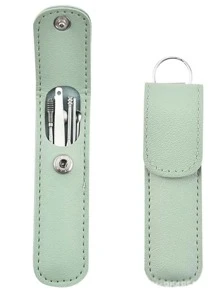 1set Stainless Steel Ear-Picking Tool,Bag,Organizer,Storage - Green - View 5