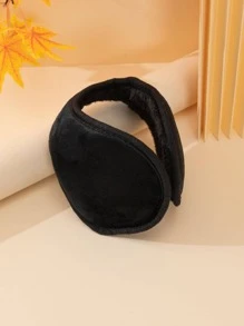1pair Solid Casual Black Earmuffs For Daily Life For Autumn And Winter Halloween