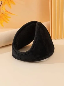 1pair Solid Casual Black Earmuffs For Daily Life For Autumn And Winter Halloween