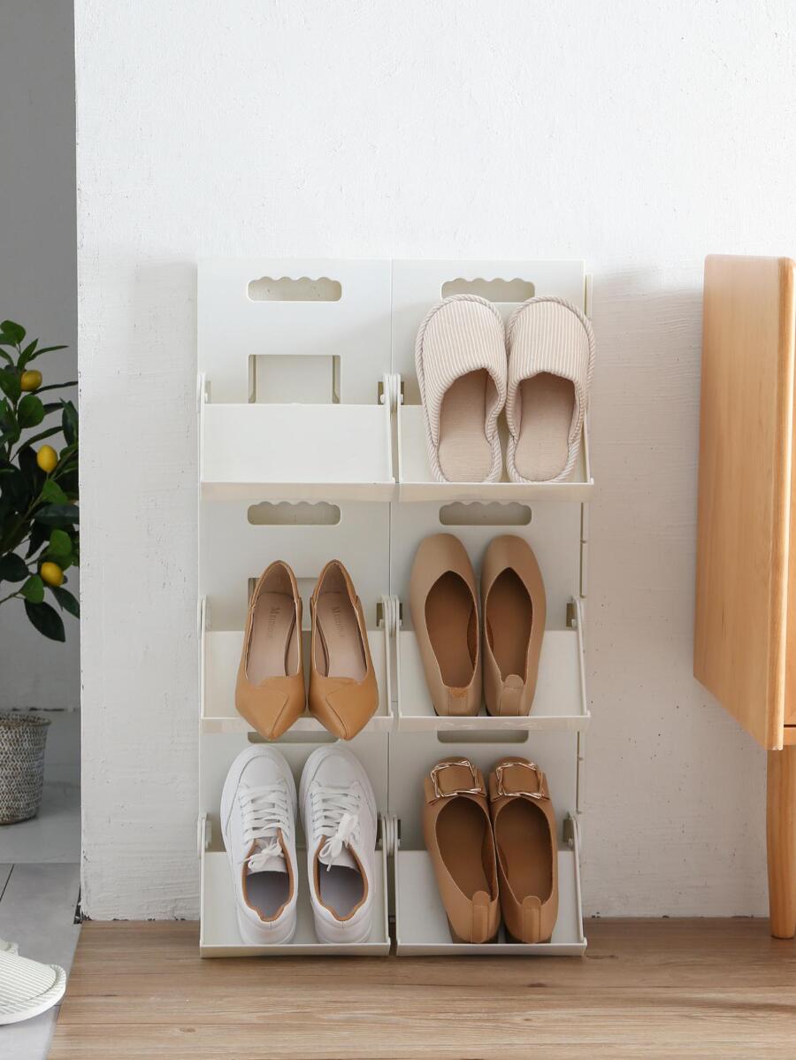 1pc Plastic Multifunction Shoes Storage Box - White - View 1