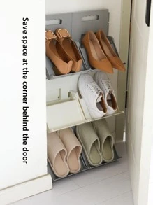 1pc Plastic Multifunction Shoes Storage Box - White - View 6