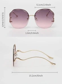 Classic Fashionable Unisex Plastic Sunglasses, Oversized Rimless, Decoration, Uv Protection, Ideal For Outdoor Travel, Beach Or Vacation Vintage Sunglasses Beach Sun Glasses Beach Accessories For Women Sun Glasses Sunglasses Shades Fashionable Shade Elegant Outfit Family Outings Travel Vacation Holiday For Summer Beach Vacation,Outdoor,Travel - Ombre - View 5