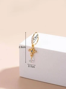 Cubic Zirconia Eye Decor Nose Ring - Yellow Gold - View 4