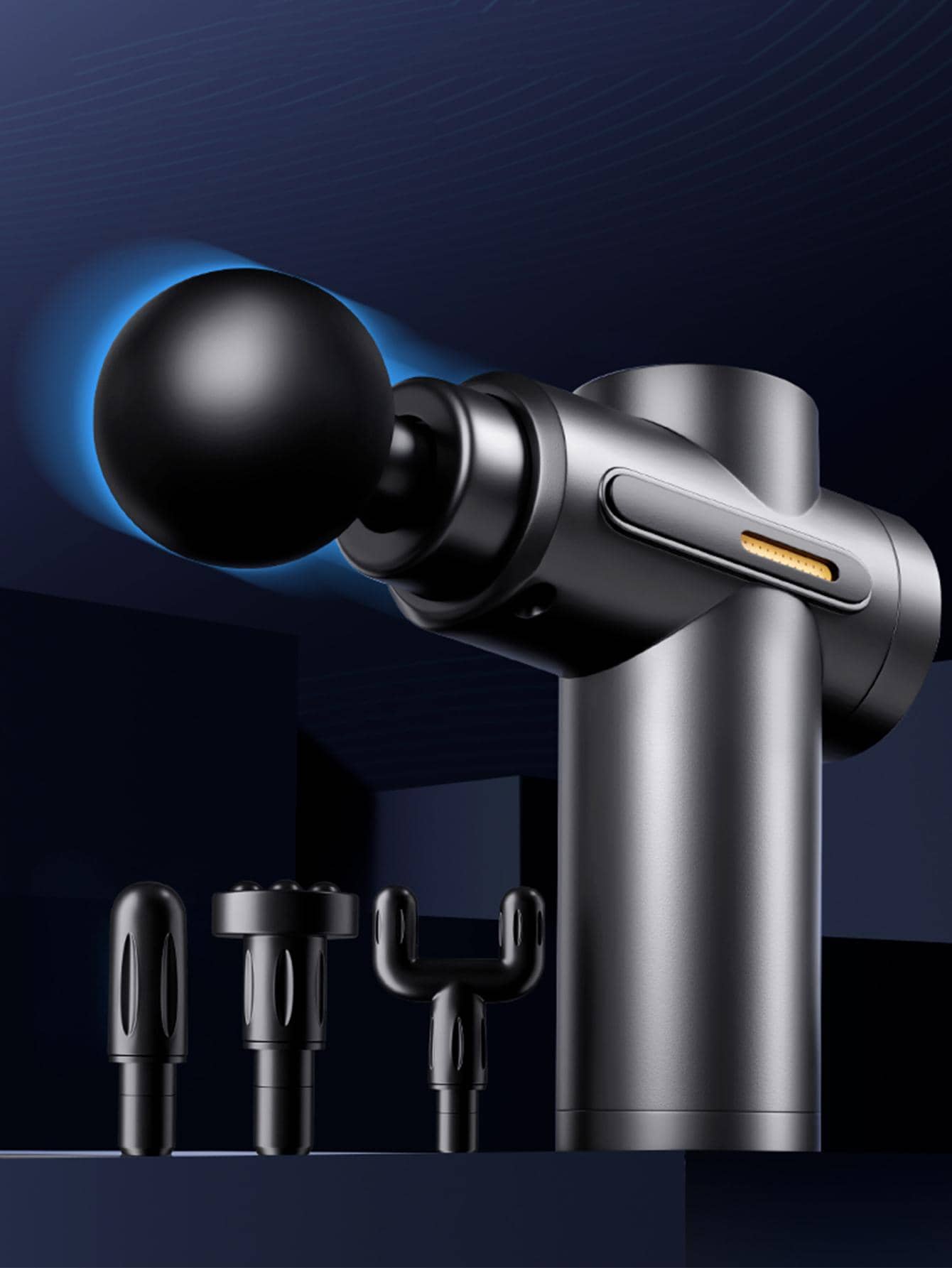 1pc ABS Portable Fitness Massage Gun - Black - View 1