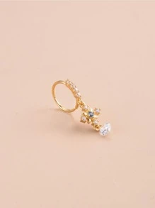 Cubic Zirconia Eye Decor Nose Ring - Yellow Gold - View 3