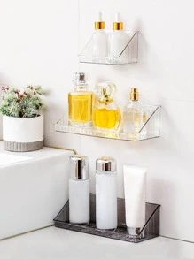 1pc Clear Wall Mounted Storage Rack, Multifunction Punch-free Storage Holder, For Home