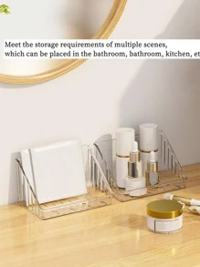 1pc Clear Wall Mounted Storage Rack, Multifunction Punch-free Storage Holder, For Home