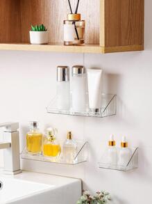 1pc Clear Wall Mounted Storage Rack, Multifunction Punch-free Storage Holder, For Home