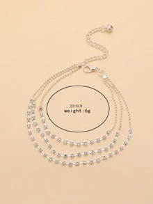 Pulsera tobillera con diseño de diamante de imitación - Plateado - Ver 6