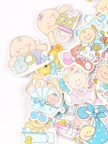 20顆卡通圖形隨機鈕扣可愛DIY手工木製切割裝飾配件用於DIY手工 - 彩色 - 查看 2