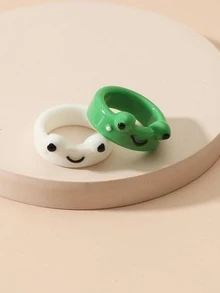 2pcs Frog Decor Ring - Multicolor - View 2