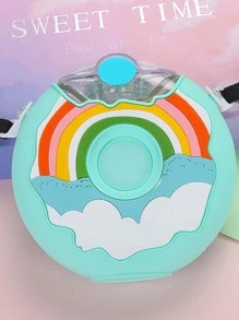 1 Bình Nước Thể Thao Máy Tính Di Động 380Ml, Bình Nước Hình Bánh Donut Dễ Thương Cho Ngoài Trời - màu xanh lá - Xem 3