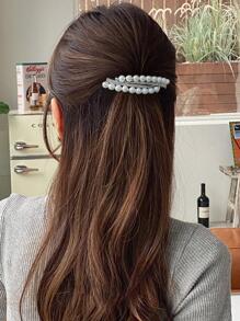 1 pinza francesa decorativa para el cabello de mujer con perlas falsas y adorno de rhinestones, elegante tiara con pinzas de garras para decoración del cabello