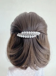 1 pinza francesa decorativa para el cabello de mujer con perlas falsas y adorno de rhinestones, elegante tiara con pinzas de garras para decoración del cabello