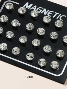 12 paires/set Glamour Avec Strass Clous D'oreilles Pour Homme Pour Décoration Quotidienne , Pour Bijou Cadeau Et Fête