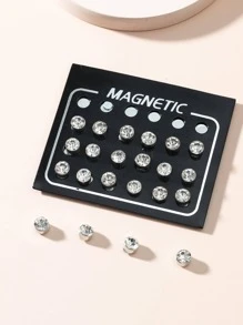 12 paires/set Glamour Avec Strass Clous D'oreilles Pour Homme Pour Décoration Quotidienne , Pour Bijou Cadeau Et Fête
