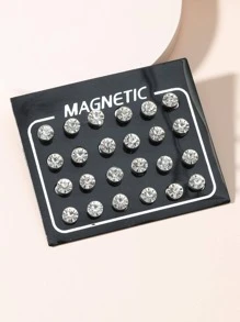 12 paires/set Glamour Avec Strass Clous D'oreilles Pour Homme Pour Décoration Quotidienne , Pour Bijou Cadeau Et Fête