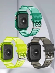 3入組黑色綠色黃色透明冰川聰明錶帶適合男人及女人,適用於Apple Watch背帶38mm40mm41mm42mm44MM45mm,適用於Apple Watch系列SE/8/7/6/5/4/3/2/1 - 彩色 - 查看 2