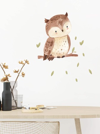 BRUP 1入組卡通貓頭鷹樣式牆貼