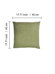 1pc Solid Cushion Cover Without Filler, Minimalist Fabric Decorative Throw Pillow Case For Living Room, Home Decor - Green - View 3