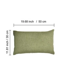1pc Solid Cushion Cover Without Filler, Minimalist Fabric Decorative Throw Pillow Case For Living Room, Home Decor - Green - View 4