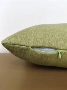 1pc Solid Cushion Cover Without Filler, Minimalist Fabric Decorative Throw Pillow Case For Living Room, Home Decor - Green - View 7