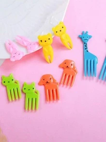 10 Pcs Random Colors Animal Food Picks , Bento Picks, Animal Fruit Food Toothpicks, Lunch Bento Box Picks - Multicolor - View 4