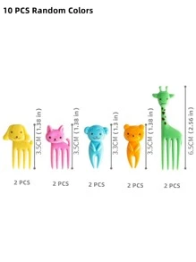 10 Pcs Random Colors Animal Food Picks , Bento Picks, Animal Fruit Food Toothpicks, Lunch Bento Box Picks - Multicolor - View 2