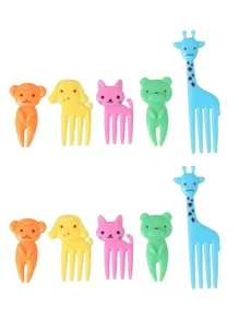 10 Pcs Random Colors Animal Food Picks , Bento Picks, Animal Fruit Food Toothpicks, Lunch Bento Box Picks - Multicolor - View 3
