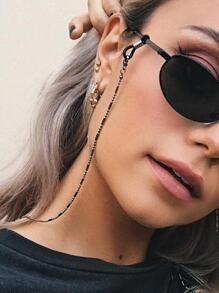 Street 1pc Steampunk Women Solid Casual Glasses Chain-Perfect For Parties, Costumes Glasses Accessories For Women - Black - View 1