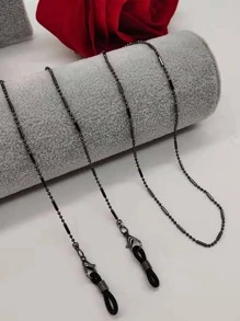 Street 1pc Steampunk Women Solid Casual Glasses Chain-Perfect For Parties, Costumes Glasses Accessories For Women - Black - View 2