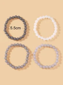 4入組波西米亞風格壓克力漸變珠寶女士手鐲套裝