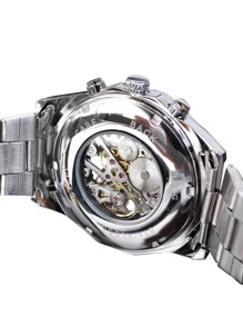 2021 不锈钢防水男士镂空手表顶级品牌奢华透明机械运动男士腕表 - 黑色 - 查看 3