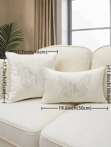 1 pieza con bordado de mariposa Funda de cojín sin moderno tejido de tela Funda de almohada decorativa para viviendo casa adorno - Plateado - Ver 2