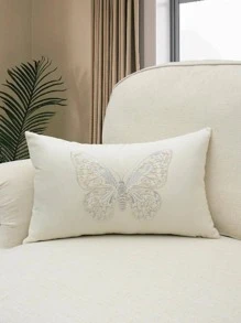1 pieza con bordado de mariposa Funda de cojín sin moderno tejido de tela Funda de almohada decorativa para viviendo casa adorno - Plateado - Ver 4