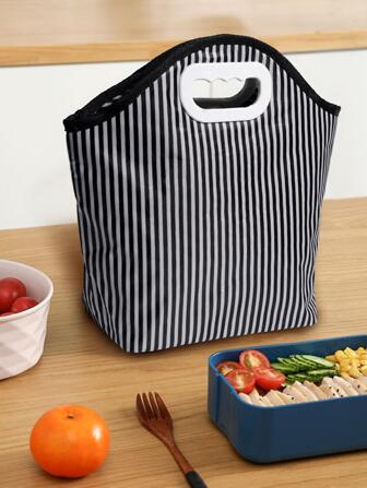 1 件黑白条纹午餐袋、手提冷藏袋、午餐手提袋、保温午餐盒袋、用于学校、工作、野餐、旅行、户外、男女、返校午餐套装、学校用品、午餐盒袋、家庭必需品、返校用品
