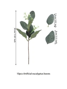 10 cái/bộ Cây Nhân Tạo Bằng Nhựa, Nhánh Lá Nhân Tạo Hiện Đại Cho Đám Cưới, Trang Trí Nhà Cửa - xanh quân đội - Xem 2