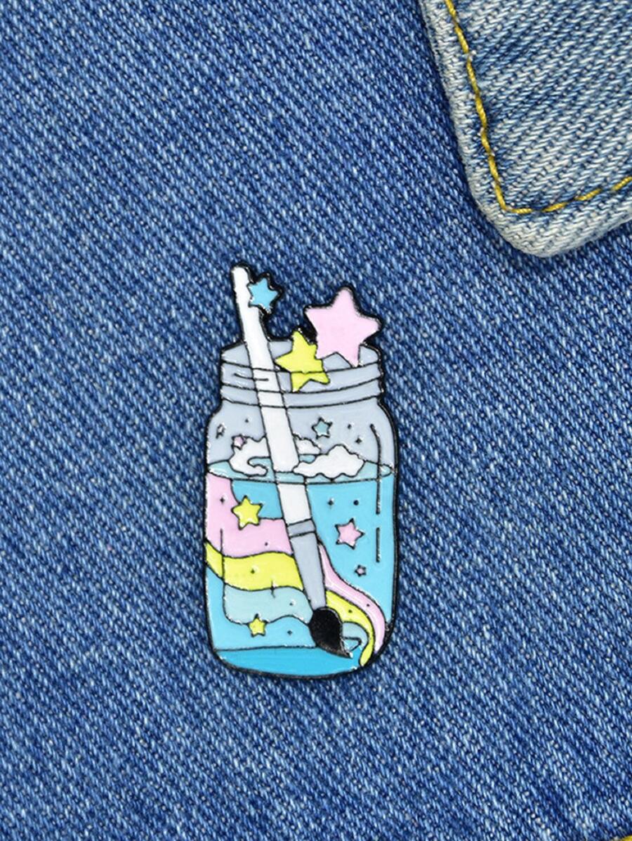 Star Detail Jar Design Brooch - Multicolor - View 1