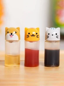 3入組卡通貓設計調味擠壓瓶 - 彩色 - 查看 1