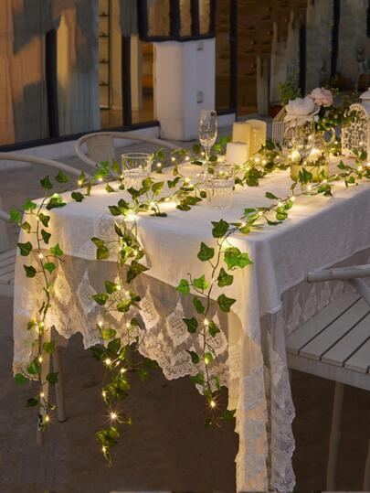 210 cm (aproximadamente 82,6 pulgadas) Guirnalda de hiedra artificial perenne verde, decoración colgante de corona para dormitorio, pared, boda, fiesta interior, vacaciones, plantas falsas