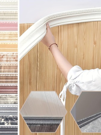 Upgraded 3D Foam Edge Sealing Strip Border Waterproof Anti-Collision Background Waist Line Kicking Line Self-Adhesive Three-Dimensional Wall Sticker, Thickened Adhesive Enhanced Model, Stickers, Wall Decal, Vinyl Decal For Home Decorations, Spring Decoration Items Refresh Your Home, Rama Decoration Stickers Gifts Birthday Graduation