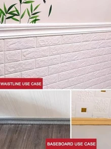 Aufgerüsteter 3D-Schaumkanten-Dichtungsstreifen Bordüre, wasserdicht, stoßfest, Hintergrund Taillenlinie Trittkante, selbstklebend, dreidimensionaler Wandaufkleber, verstärkter Klebstoff, Aufkleber, Wandtattoo, Vinyl-Aufkleber für Heimdekoration, Frühlingsdekoration zum Auffrischen Ihres Zuhauses, Rama Dekorations-Aufkleber, Geschenke zu Geburtstag und Abschluss - Weiss - Übersicht 5