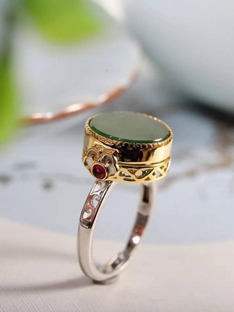 1 st. Hetian Jade Fashionabel Doft Sachet Låda Med Öppningsbar Ring , Lämplig För Kvinnors Dagligt slitage