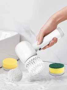 Electric Cleaning Brush 4-in-1 Cordless Handheld Kitchen Cleaner With Spin Scrubber, Rechargeable Bathroom Scrub Brush, And Shower Scrubber For Cleaning - White - View 4